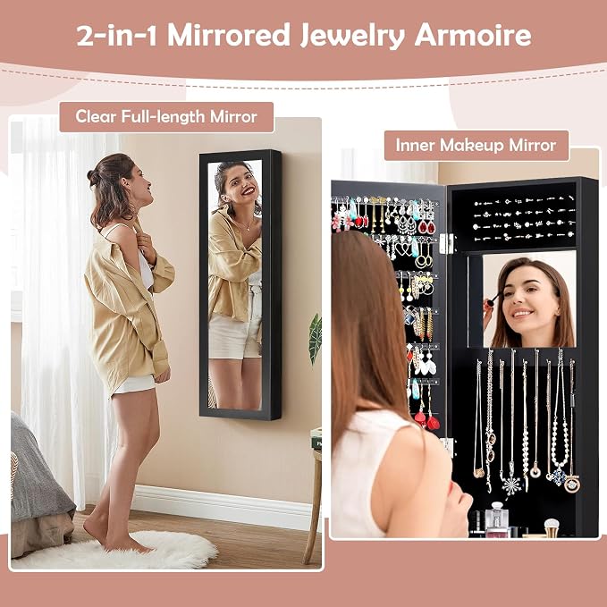 HAPPYGRILL Wall Mounted Jewelry Cabinet - Image 6