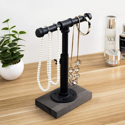 MyGift Adjustable Height Industrial Pipe Organizer Stand - Image 3