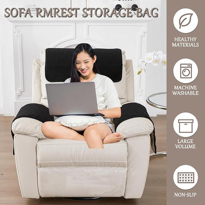 Armrest Cover, Recliner Chair Protector, Furniture Protector Slip, Side Storage - Image 2
