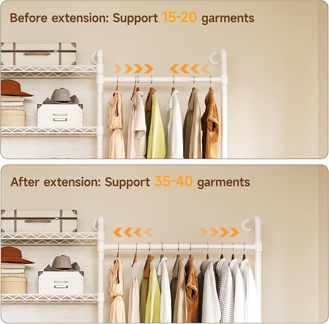 ONBRILL H3 Expandable Wall Mounted Closet System, 5.4FT-8.1FT Closet Organizer - Image 5