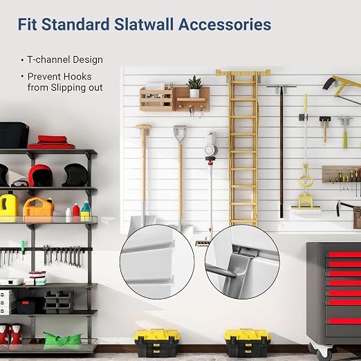 Slatwall Panel 8 FT x 4 FT, Interlocking Slat Wall Paneling, Wall Mounted PVC - Image 5