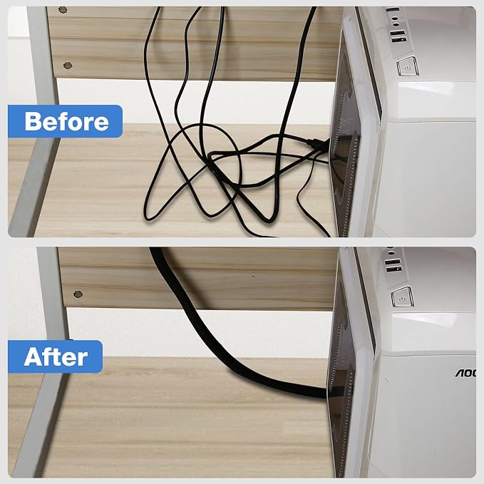 JOTO 10 Feet Cable Management Sleeve -Black | Cord Organizer System - Image 7
