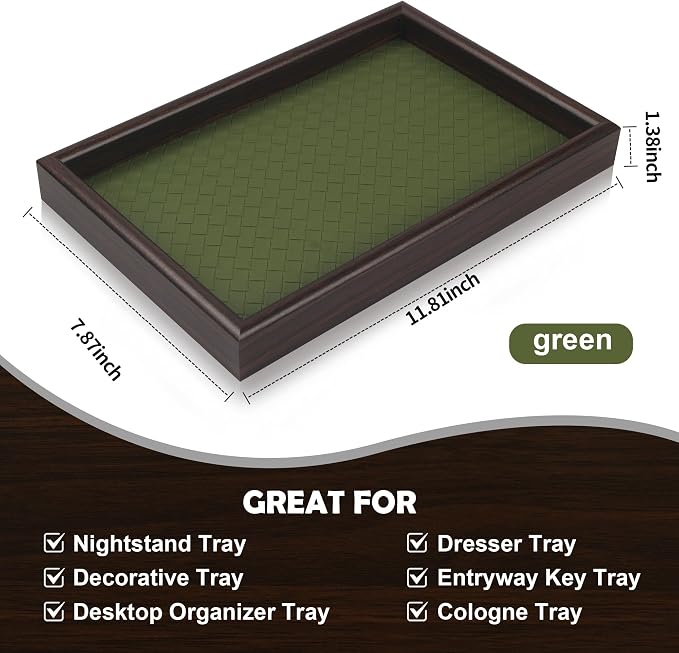 Wooden Valet Tray with Leather Base - Image 7
