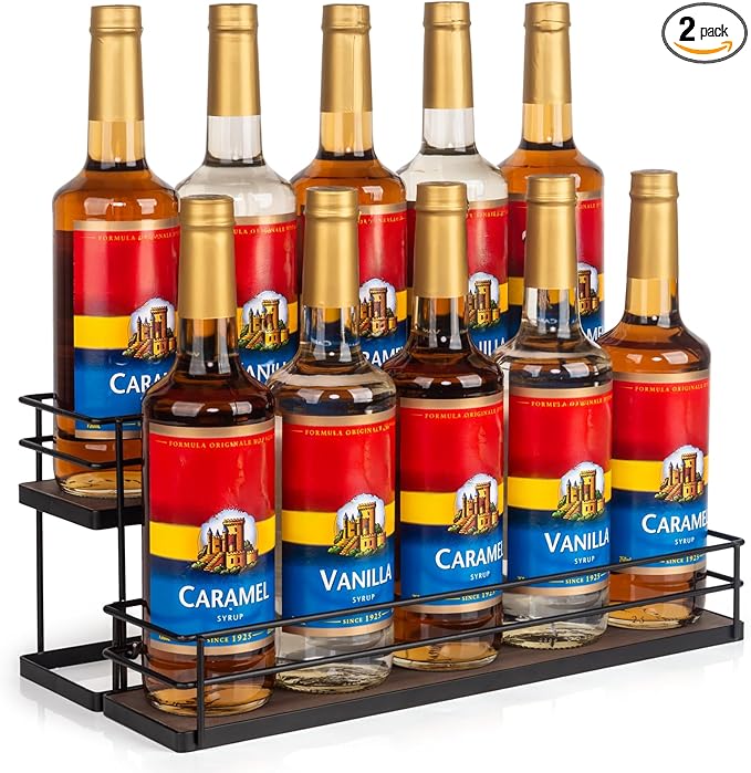 10 Bottle Capacity Coffee Syrup Organizer 2 Tier Coffee Syrup Stand Shelf by kimilus