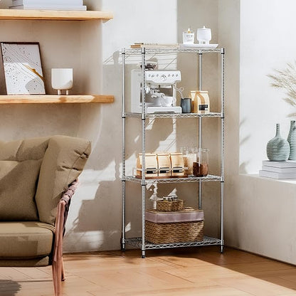 IZEUK 4-Tier Chrome Metal Storage Shelves, Adjustable Wire Shelving Unit - Image 2