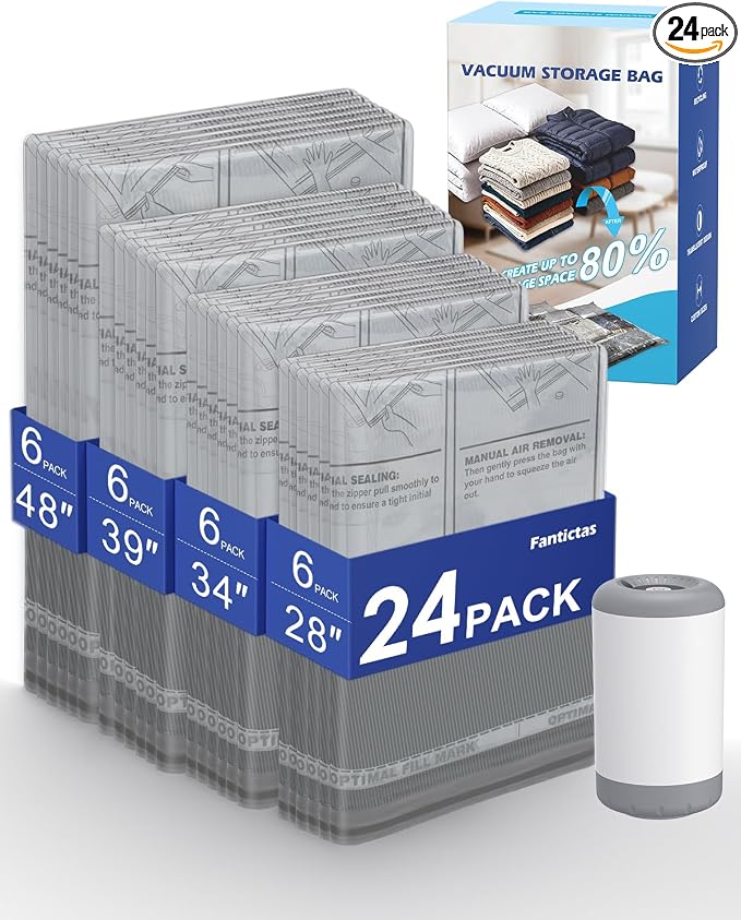 Fantictas 24 Pack Travel Vacuum Bags by Fantictas