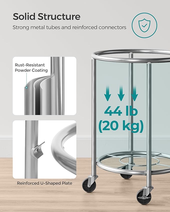 SONGMICS Laundry Basket, Rolling Steel Frame - Image 7