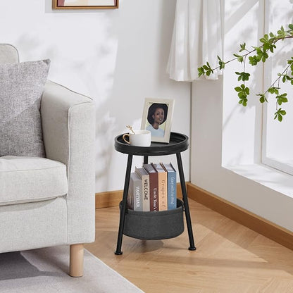 Round End Table, 11.8*17.8' Round Sofa Table, Small Round Table, Small Coffee - Image 2