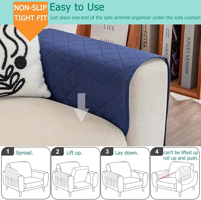 Sofa Armrest Organizer with 6 Pockets, Non-Slip Couch Recliner Armchair Caddy - Image 4