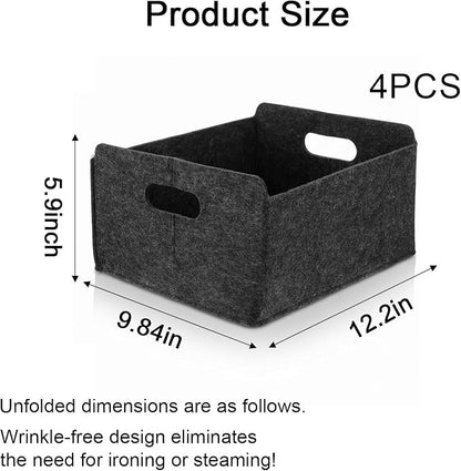 4 Pack Felt Storage Bins for Organizing Clothes, Toys & Office Files Durable - Image 2