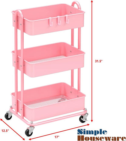 Simple Houseware 3-Tier Heavy Duty Metal Utility Rolling Cart - Image 6