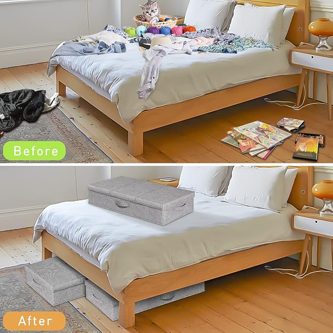 punemi Under Bed Storage Containers, Long Flat Firm Sides Underbed Organization - Image 8