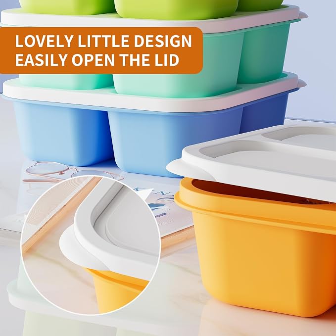 KEMETHY 6 Pcs Bento Snack Containers, Reusable 4 Compartment Food Storage - Image 4