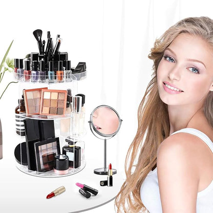 SUNFICON Rotating Makeup Organizer 360 Rotation Cosmetic Storage Holder Crystal - Image 6
