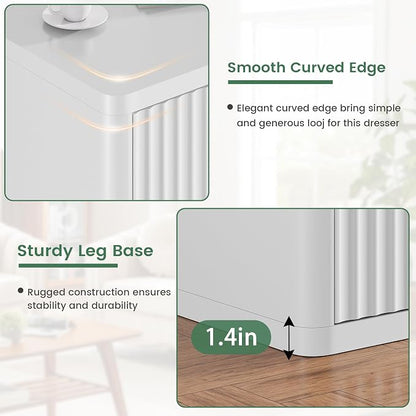 White Nightstand Set of 2, 3 Drawers Night Stand Set, Mid Century Modern Bed - Image 5