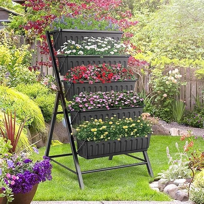 SEJOV 2 Pack Vertical Raised Garden Bed, 5 Tiers Elevated Planter Box - Image 9