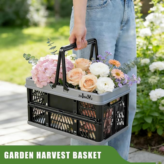 Foladable plastic baskets with handles 20L, collapsible crates - Image 2
