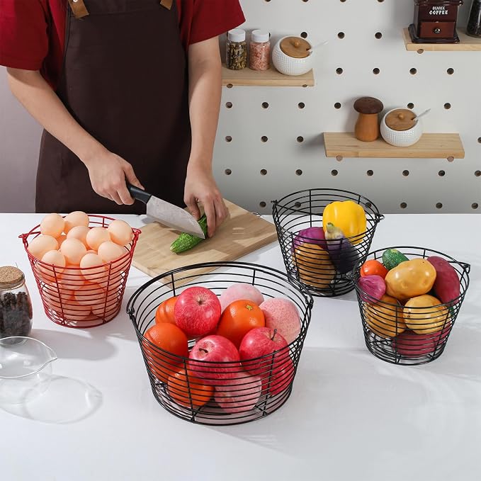 Colorful Metal Mesh Wire Egg Collecting Basket - Image 4