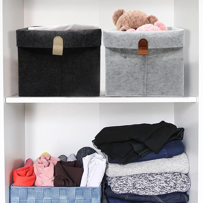 Felt Storage Basket, Folded Closet Storage Bins Large Capacity Cube Storage Bin - Image 5