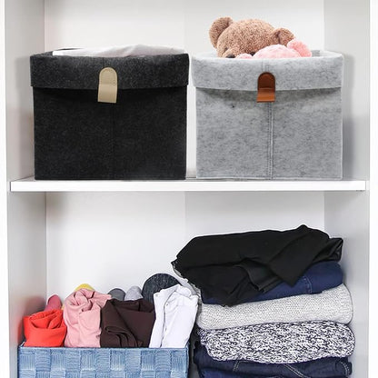 Felt Storage Basket, Folded Closet Storage Bins Large Capacity Cube Storage Bin - Image 5