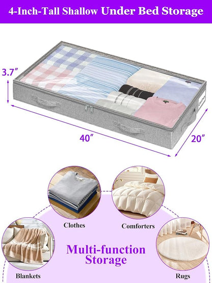Below 4 Inches High Under Bed Storage, Low Profile Underbed Storage Containers - Image 3