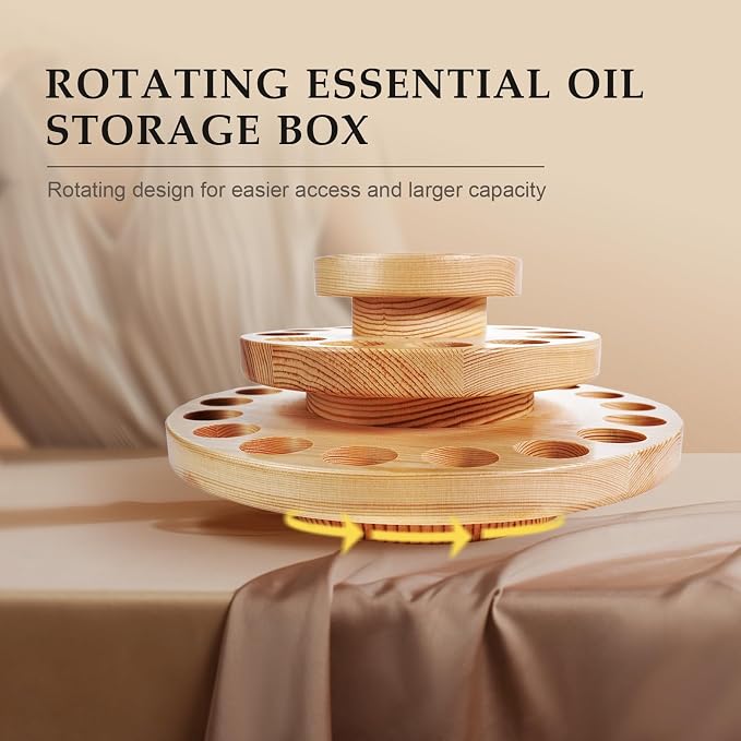 VolksRose Essential Oil Box, Wooden Storage Holds Organizer 39 Slots 3 Layers - Image 7