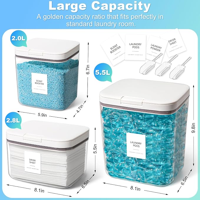 3 Pack Laundry Pods Container, Holder Dispenser - Image 2