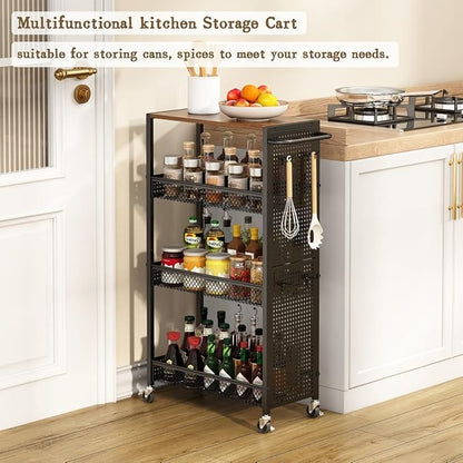 Utility Slim Storage Cart 4 Tier Small Rolling Kitchen Laundry Room - Image 6