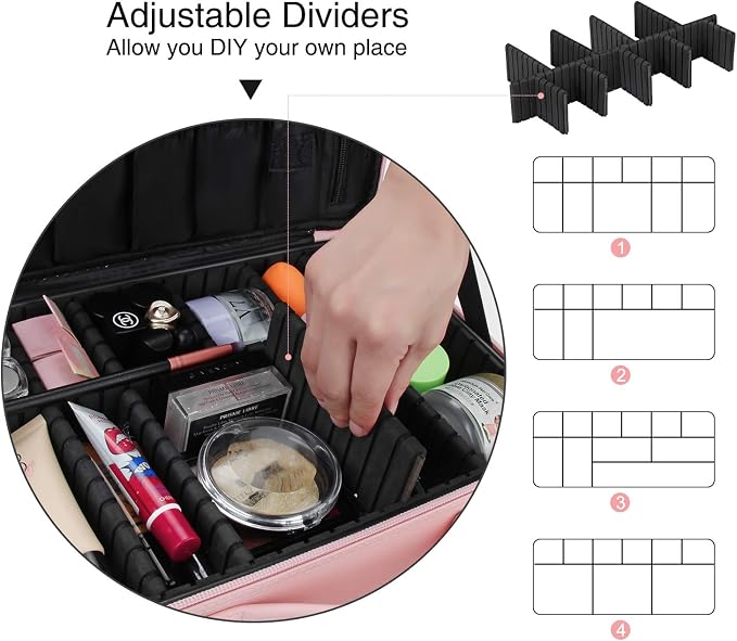 Relavel Makeup Bag Travel Makeup Train Case 13.8 inches Large Cosmetic Case - Image 3