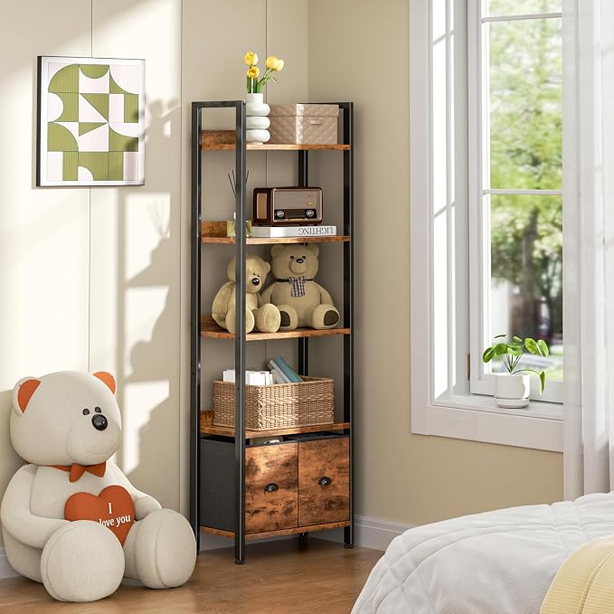 Furologee 5-Tier Bookshelf, Tall Bookcase - Image 8