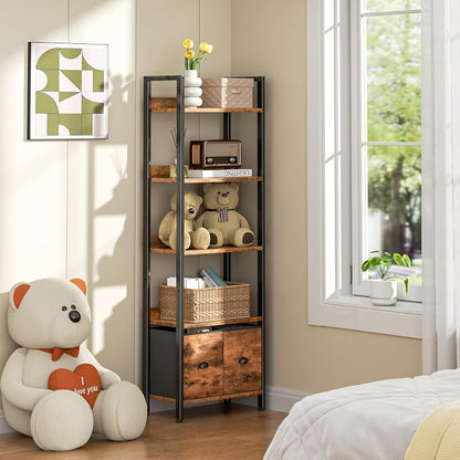 Furologee 5-Tier Bookshelf, Tall Bookcase - Image 8