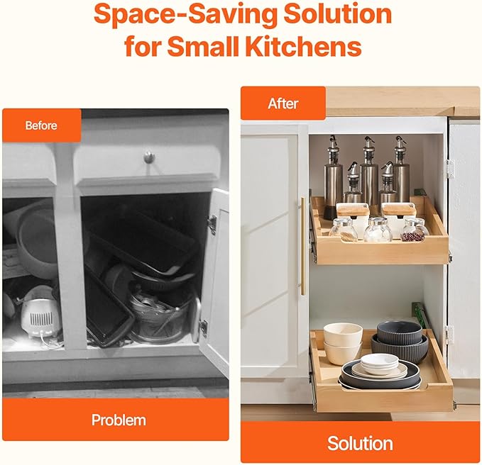 VEVOR Pull Out Cabinet Organizer, Soft Close Slide out Shelf, Heavy-Duty - Image 4