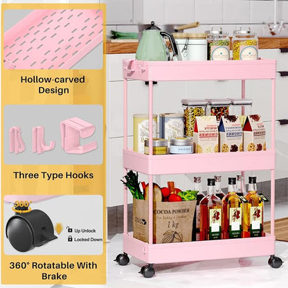 SPACEKEEPER Rolling Storage Cart 3 Tier, Bathroom Cart Organizer Laundry Room - Image 7