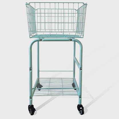 29" Rolling Laundry Cart，Large Capacity Foldable Hamper Basket, MINT Color | - Image 7