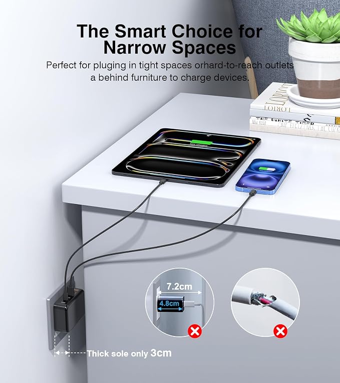 Fast Charger Block, GaN 6 Port USB C Charging Station Hub Cube, 100W Multiport - Image 6