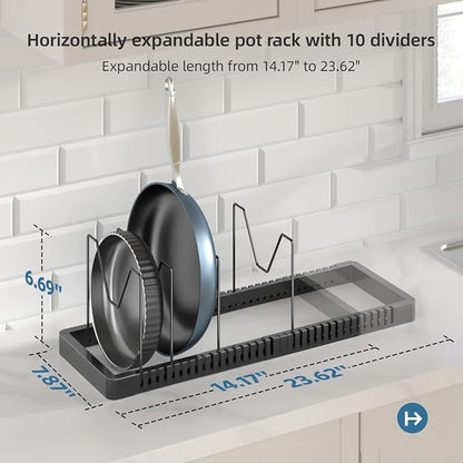 Pots and Pans Organizer under Cabinet, Expandable Pot Lid Organizer Holder - Image 2
