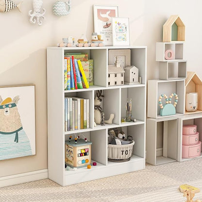 Giantex 7 Cube Bookcase, 4-Tier Freestanding Bookshelf w/ 7 Open Compartments - Image 8