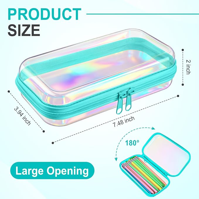Hoolerry 4 Pcs Hard Clear Zipper Case Makeup Bags Plastic Pencil Pouch - Image 2