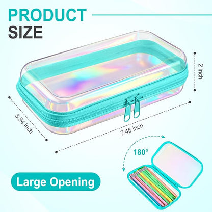 Hoolerry 4 Pcs Hard Clear Zipper Case Makeup Bags Plastic Pencil Pouch - Image 2