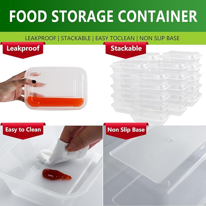 20 Pack 12oz Clear Meal Prep Containers Reusable Food Storage Containers - Image 5