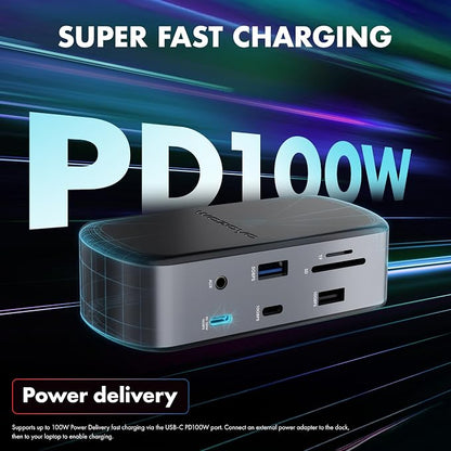 Type C 14 in 1 Wozoyo Docking Station, PD 100W, 2X4K@60Hz HDMI, 4K DisplayPort - Image 6