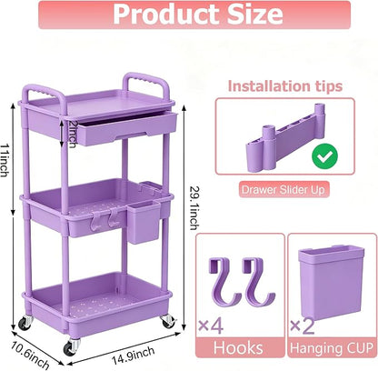 REBECAT 3 Tier Rolling Cart - Image 2