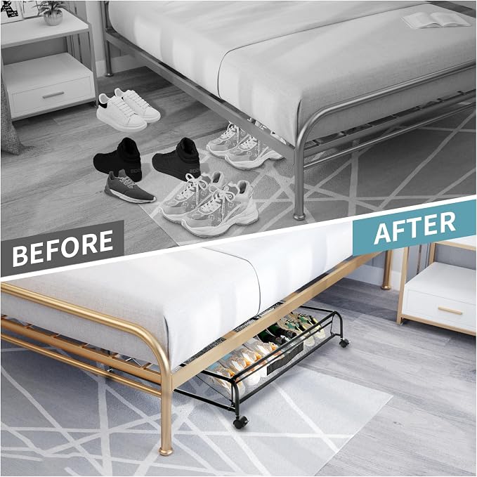 Under Bed Shoe Storage with Wheels, Space Saving Shoe Organizer with Sturdy - Image 6