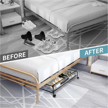 Under Bed Shoe Storage with Wheels, Space Saving Shoe Organizer with Sturdy - Image 6