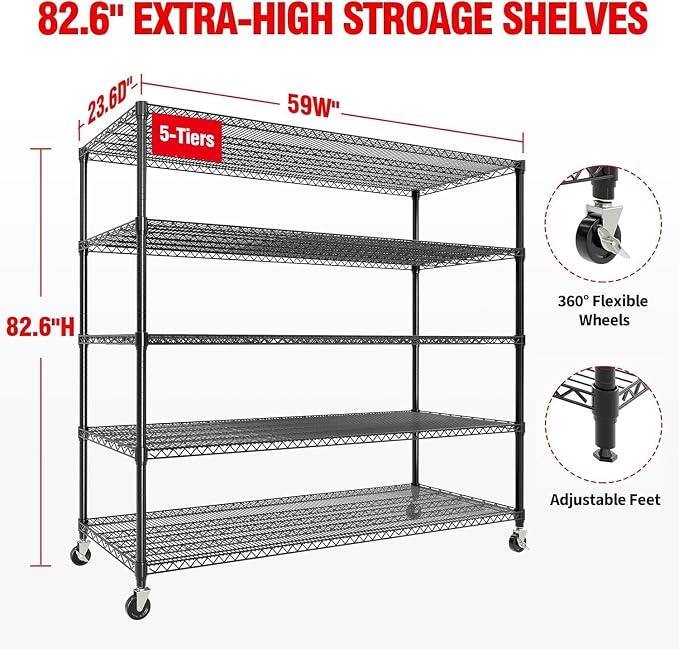 Garvee 3300LBS 5 Tier Metal Shelving - Image 2