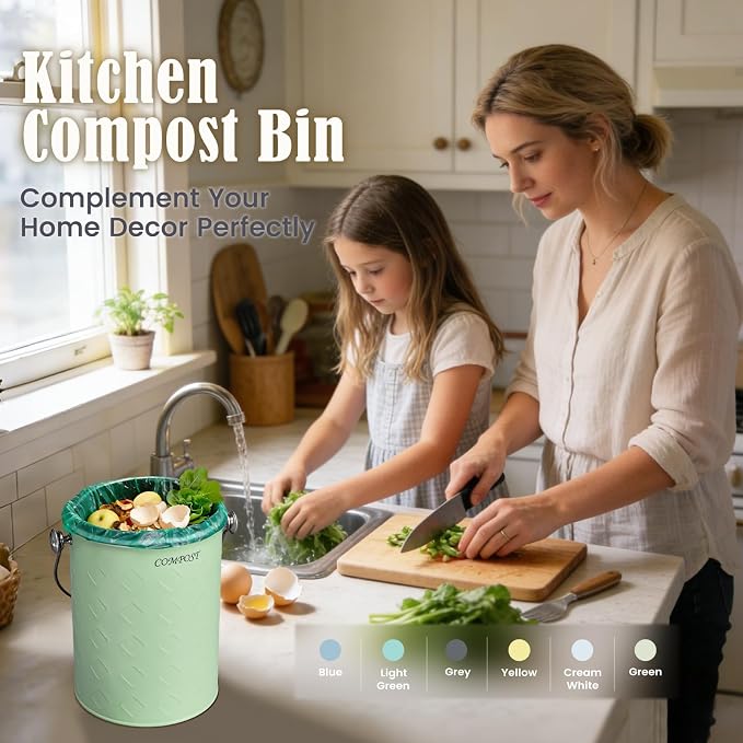 AOSION Countertop Compost Bin Kitchen, Odorless Indoor Compost Bin - Image 3