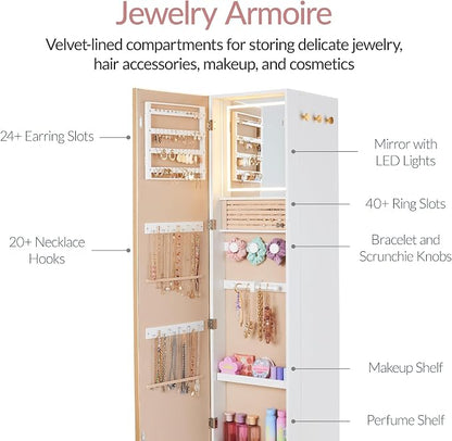 Best Choice Products Rotating Mirror w/Storage Cabinet, 360 Swivel Jewelry - Image 4