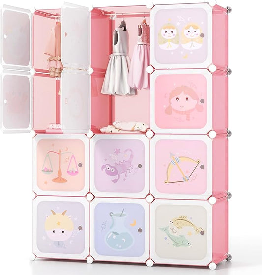 HONEY JOY Kids Wardrobe Closet, Baby Cartoon Clothes Storage Organizer by HONEYJOY