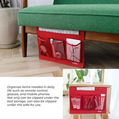 Bedside Storage Organizer with 4 Pockets, Bedside Caddy, Remote Control Holder - Image 3