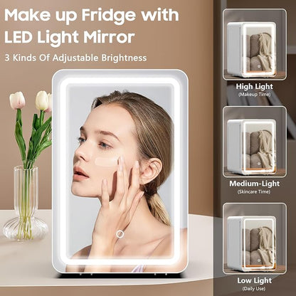 20L Skincare Fridge with Mirror & LED Lighting, 3-Mode Dimmable, Cooler & - Image 3